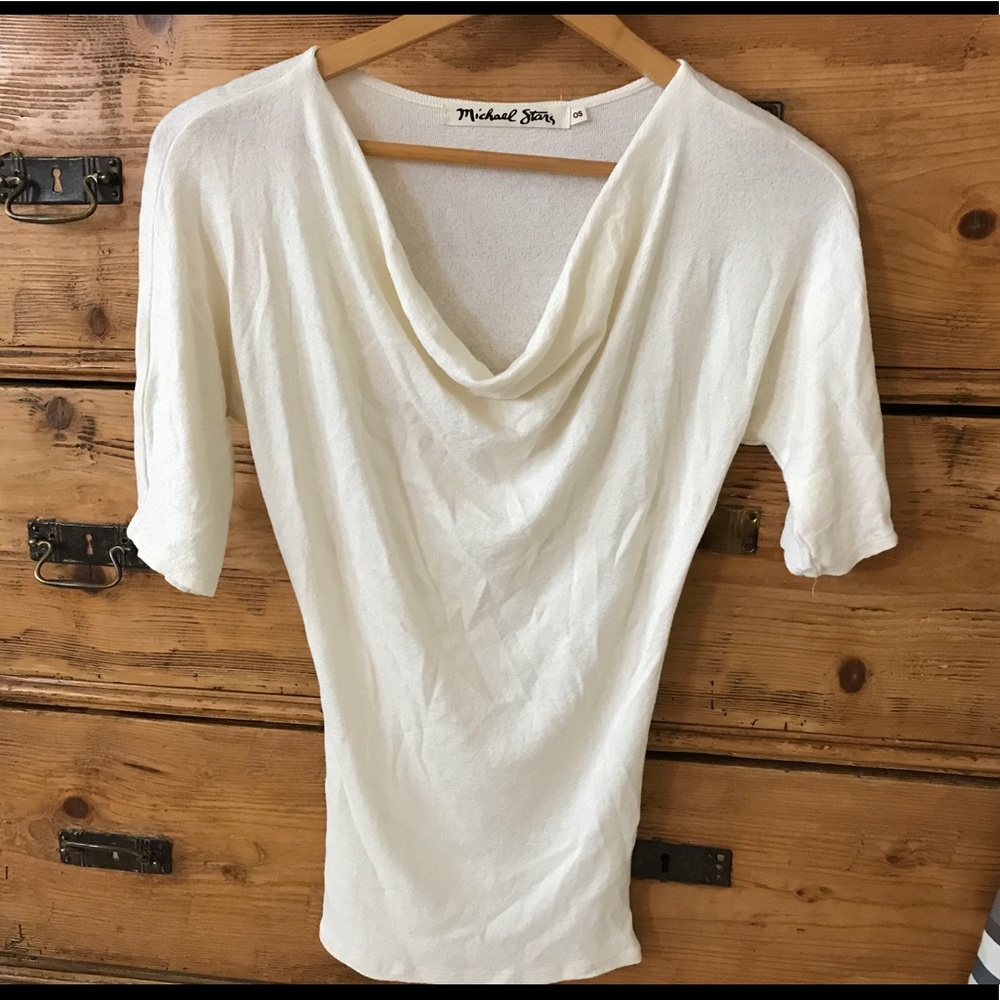 Cowl neck, shirt sleeve top